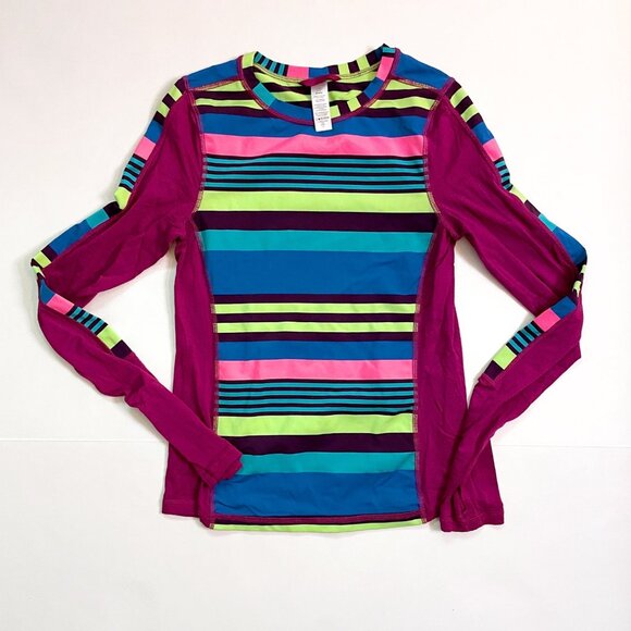 Ivivva Girls Athletic Striped Tee, Size 14 - Picture 1 of 4